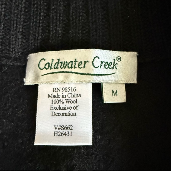 Coldwater Creek Size Medium Wool Vest Sleeveless Winter Cat Mock Neck Zip Front - Picture 5 of 7